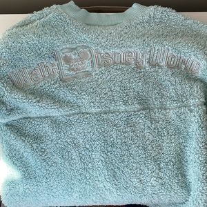 Disney Parks WDW Aqua Teal Turquoise Fluffy Sherpa Spirit Jersey Kids Sz Large